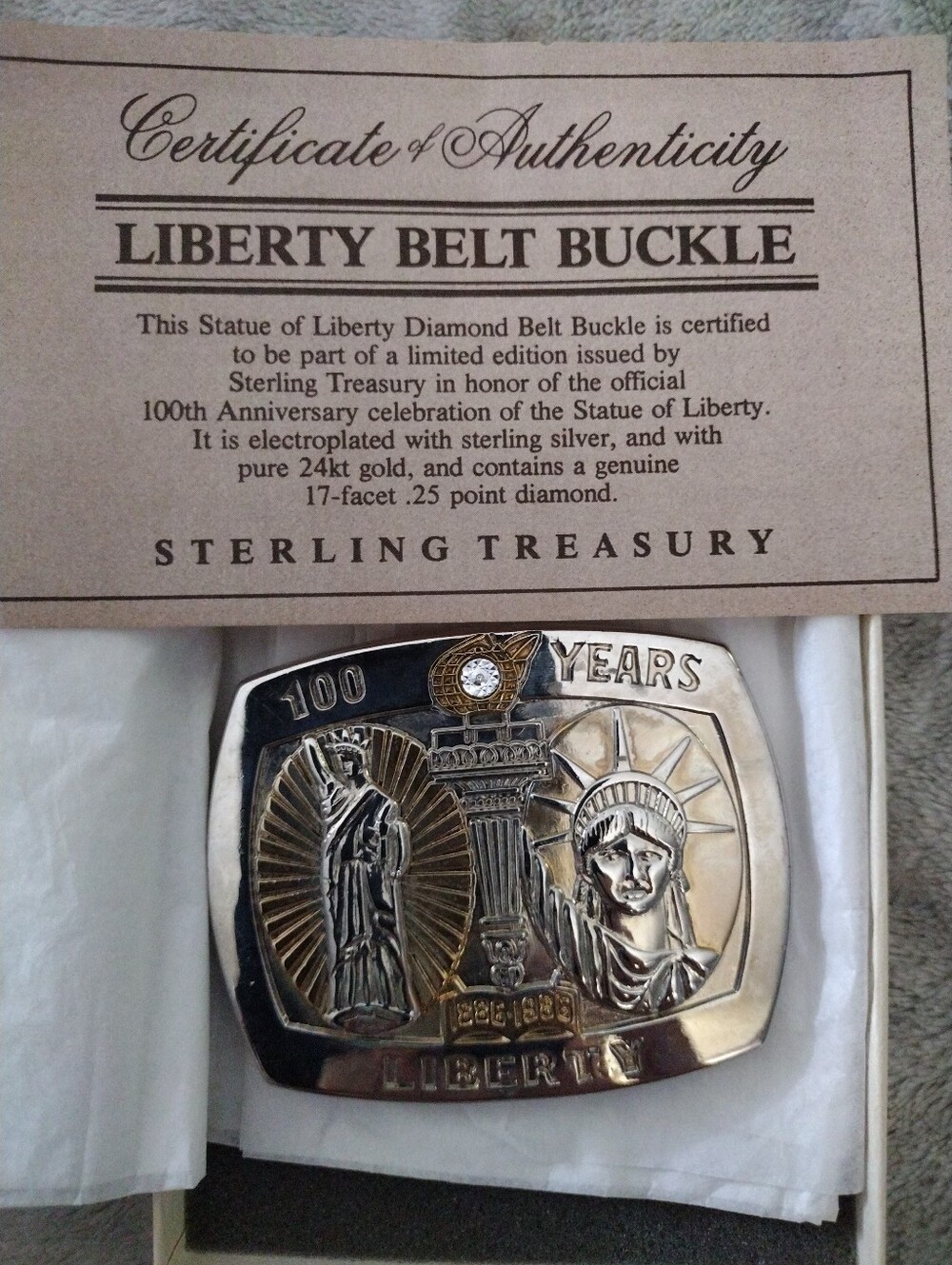 Sterling Treasury Liberty Belt Buckle - Silver and Gold Accents